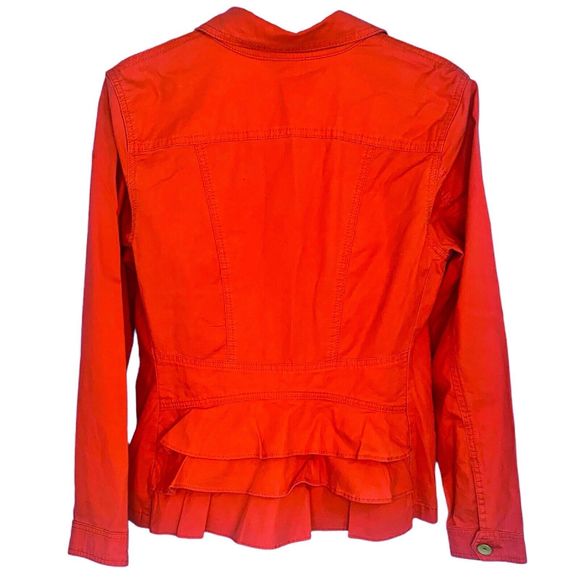 CAbi Taylor Utility Jacket Medium Ruffle Back "Vintage Lobster" Red Orange Coral - Picture 4 of 6